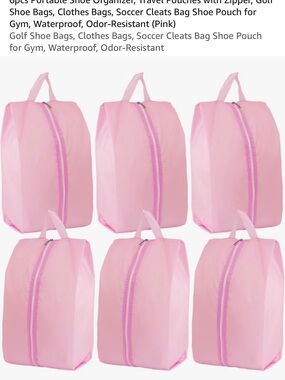 Pink Waterproof Shoe Bags - Set of 6
